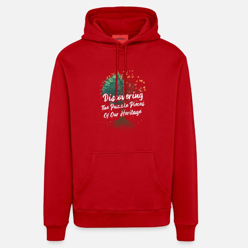 Généalogie Dire - Sweat à capuche bio décontracté fabriqué en UE - rouge