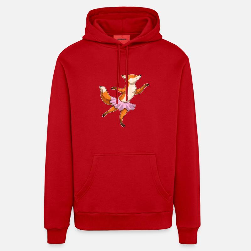 Fox Ballerina Ballet Dance - Sweat à capuche bio décontracté fabriqué en UE - rouge