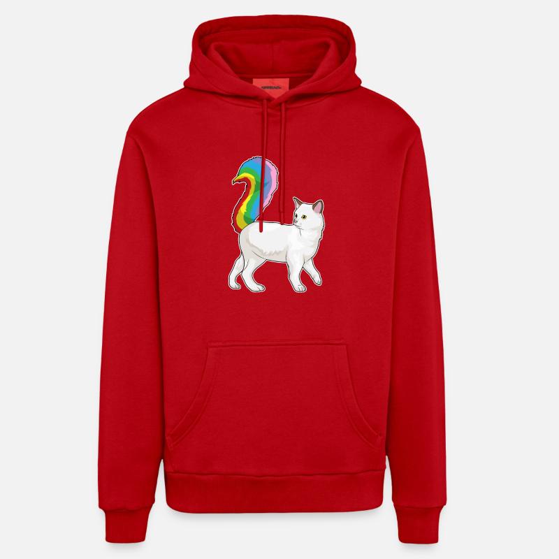 Arc-en-ciel de chat - Sweat à capuche bio décontracté fabriqué en UE - rouge