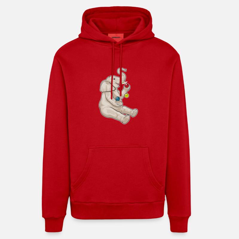 Jongleur éléphant jongleur - Sweat à capuche bio décontracté fabriqué en UE - rouge