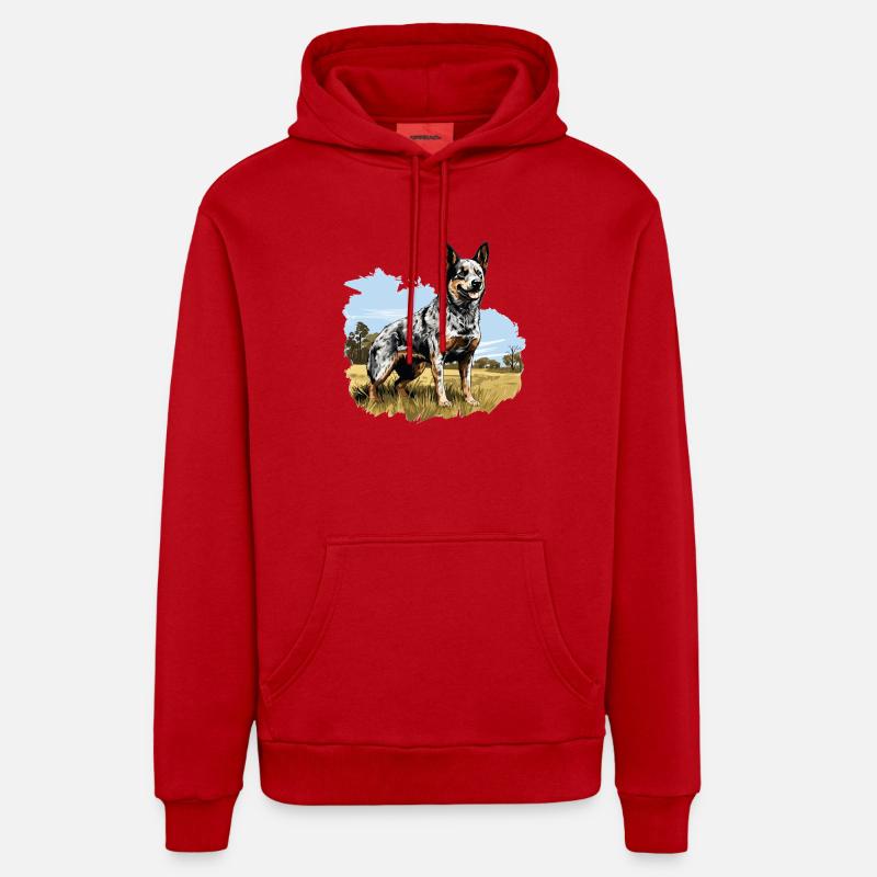 Hund Bouvier australien - Sweat à capuche bio décontracté fabriqué en UE - rouge