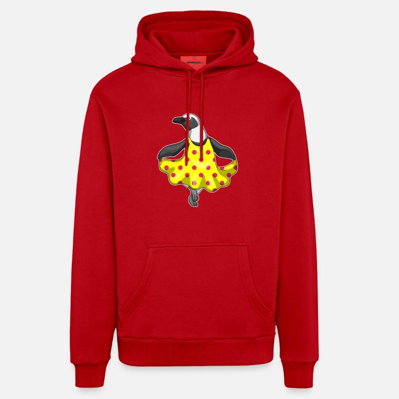 Robe Pingouin à Pois - Sweat à capuche bio décontracté fabriqué en UE - rouge