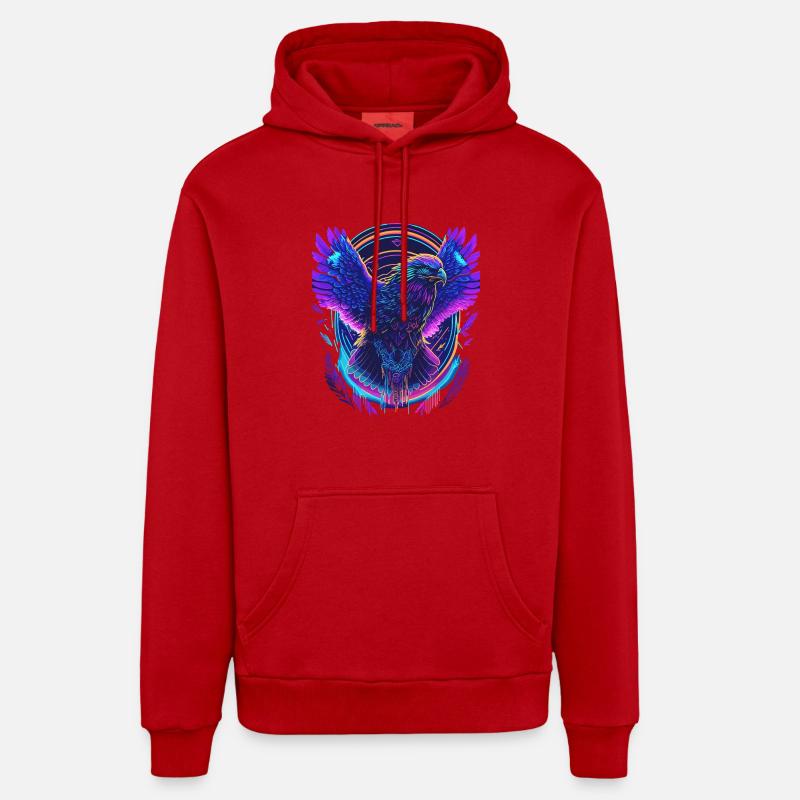 Aigle volant Synthwave - Sweat à capuche bio décontracté fabriqué en UE - rouge
