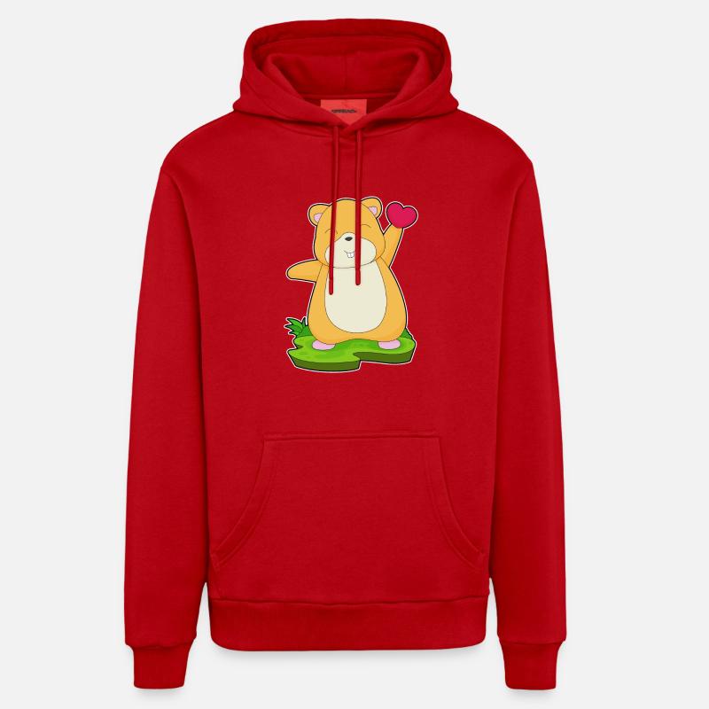 Cœur de hamster - Sweat à capuche bio décontracté fabriqué en UE - rouge
