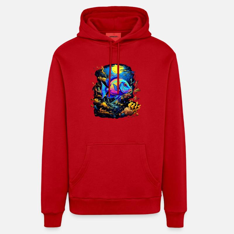 Angelfish - Sweat à capuche bio décontracté fabriqué en UE - rouge