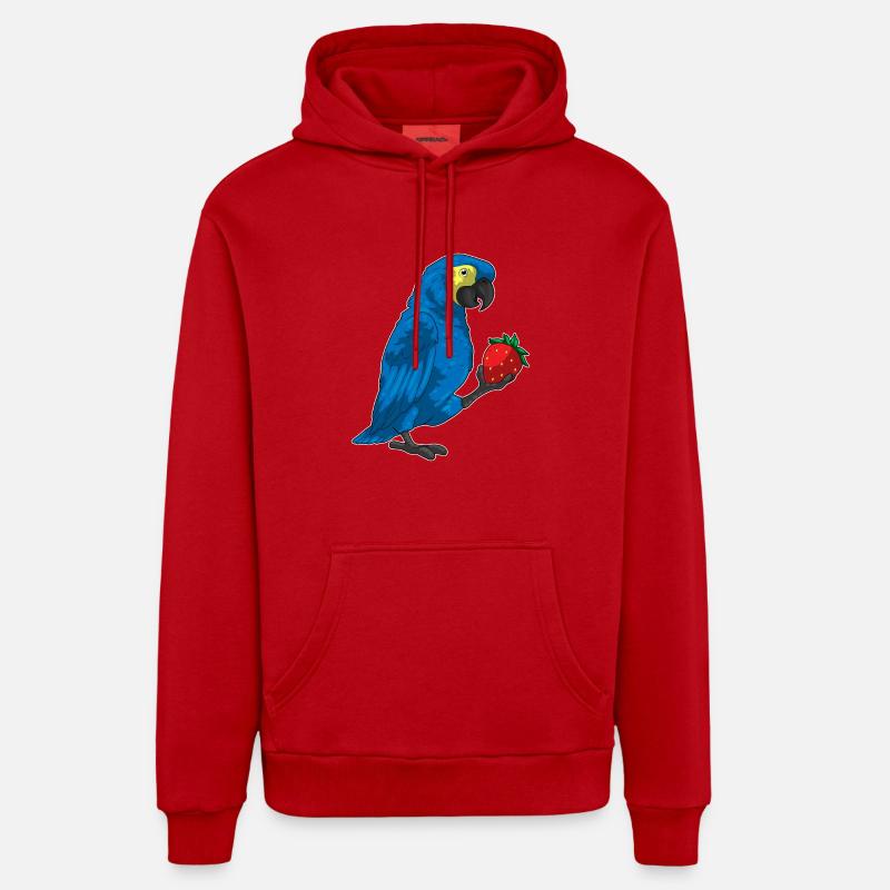 Perroquet Fraise Fruit - Sweat à capuche bio décontracté fabriqué en UE - rouge