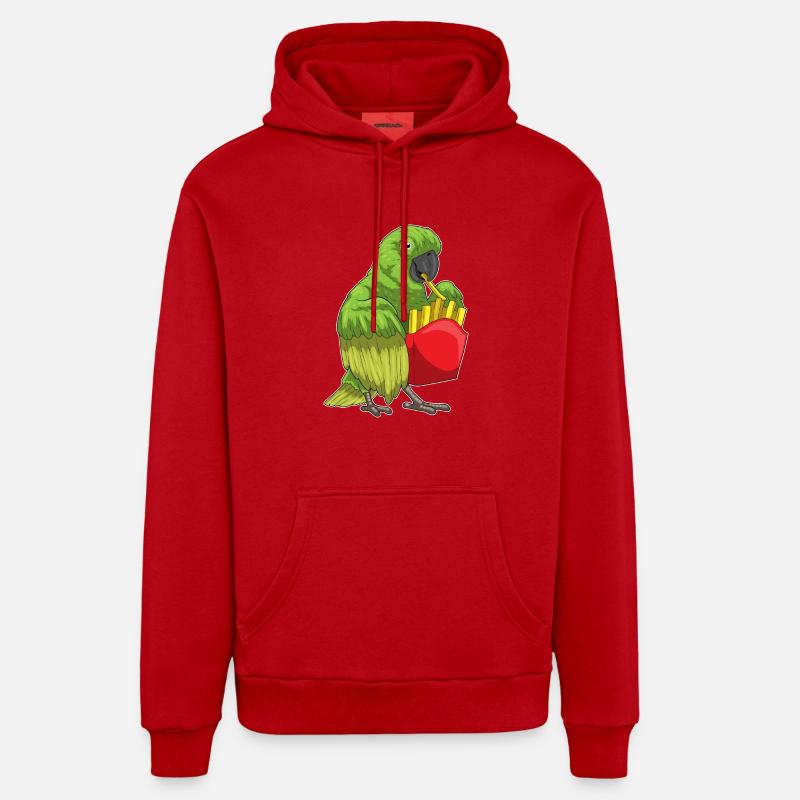 Frites perroquet - Sweat à capuche bio décontracté fabriqué en UE - rouge