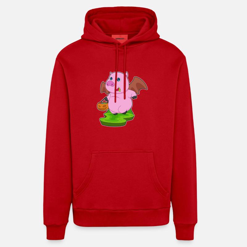 Cochon Halloween Bat - Sweat à capuche bio décontracté fabriqué en UE - rouge