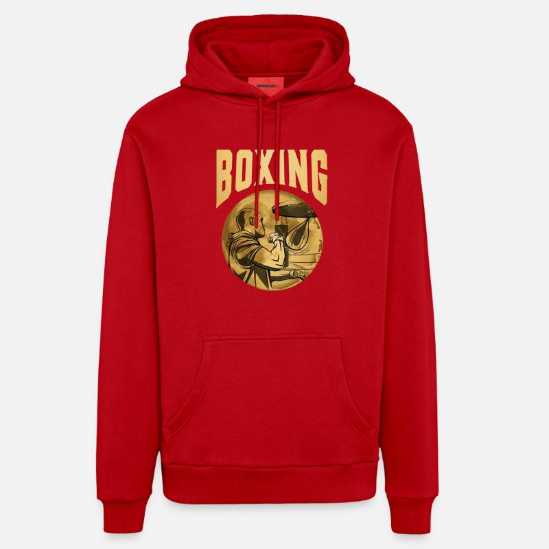 Boxe - Sweat à capuche bio décontracté fabriqué en UE - rouge