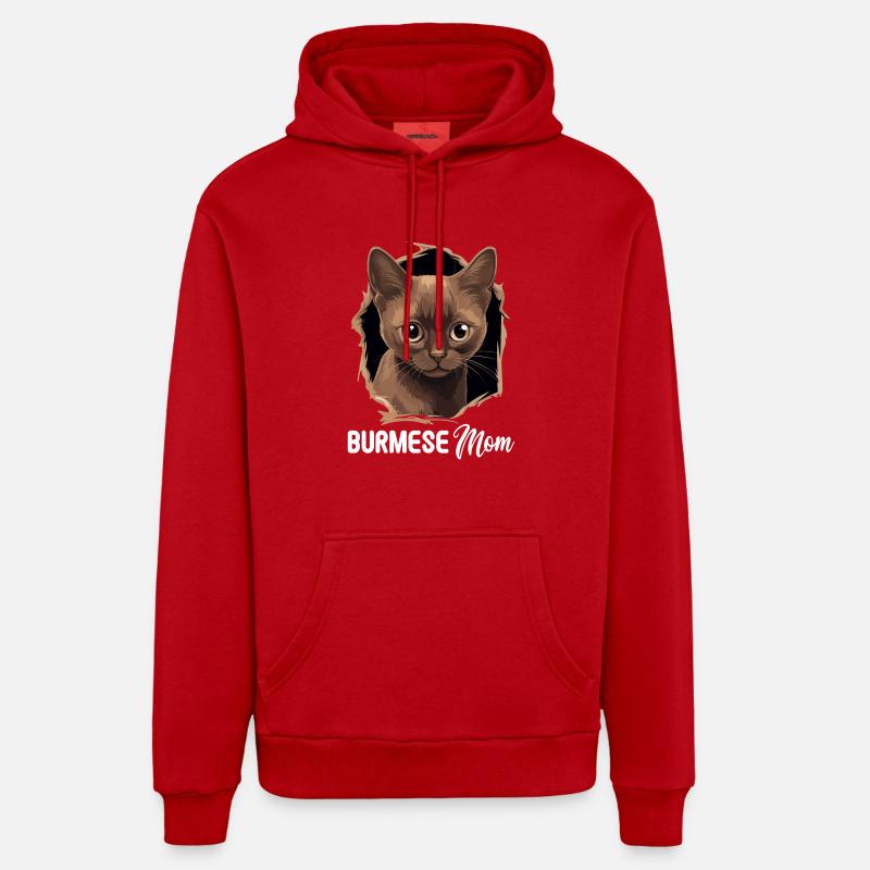 Chat birman Birmanie Katze - Sweat à capuche bio décontracté fabriqué en UE - rouge