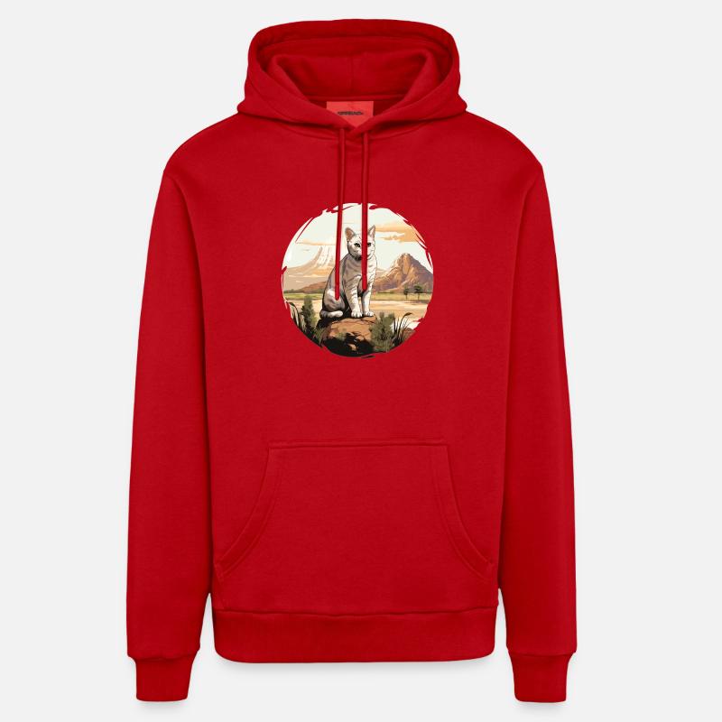 Burmilla Chaton Burmilla Chat - Sweat à capuche bio décontracté fabriqué en UE - rouge