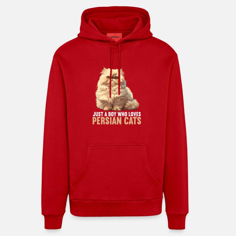 Chat persan Perserkatze - Sweat à capuche bio décontracté fabriqué en UE - rouge