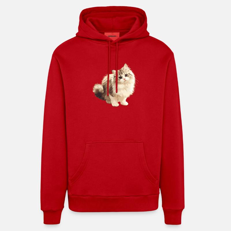 Ragamuffin Chaton Ragamuffin Chat - Sweat à capuche bio décontracté fabriqué en UE - rouge