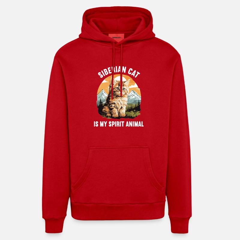 Chat Sibérien Sibirische Katze - Sweat à capuche bio décontracté fabriqué en UE - rouge