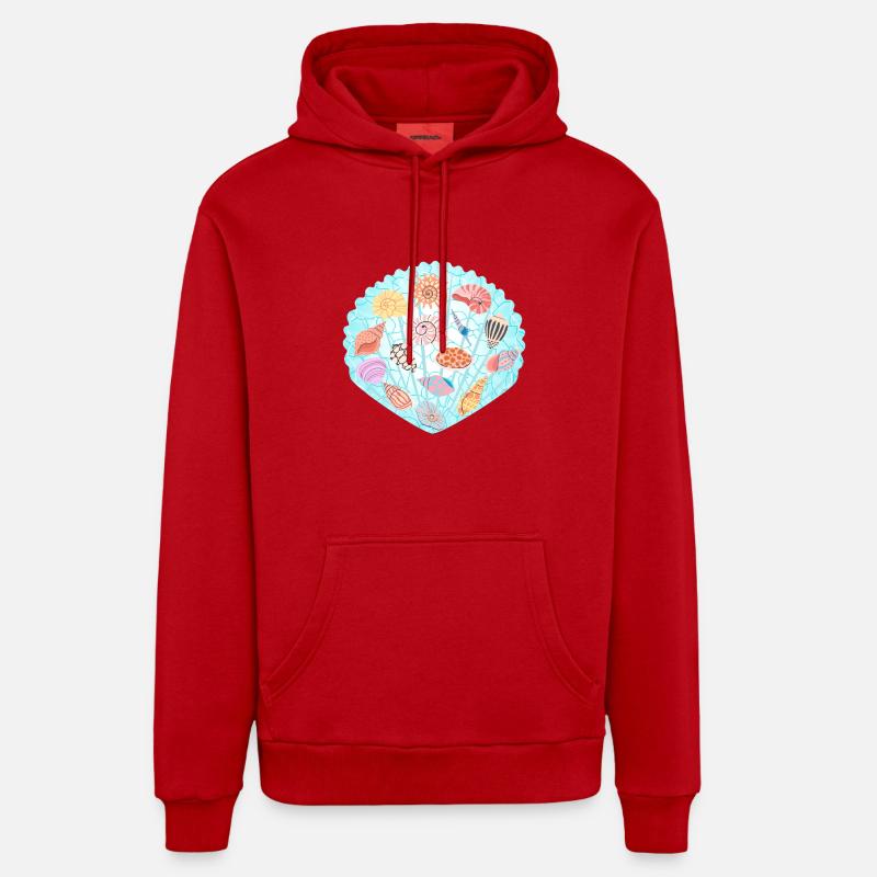 Coquillage tropical - Sweat à capuche bio décontracté fabriqué en UE - rouge