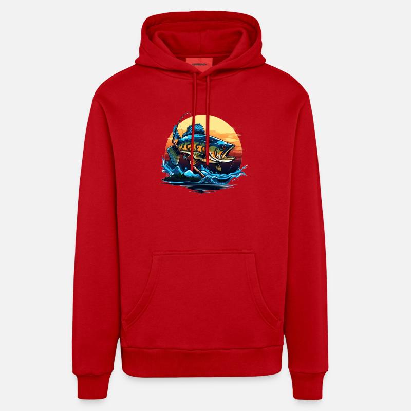 Poisson bar - Sweat à capuche bio décontracté fabriqué en UE - rouge