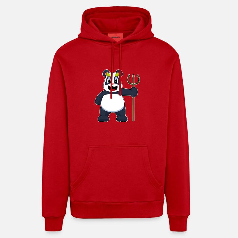 Panda Halloween Diable - Sweat à capuche bio décontracté fabriqué en UE - rouge