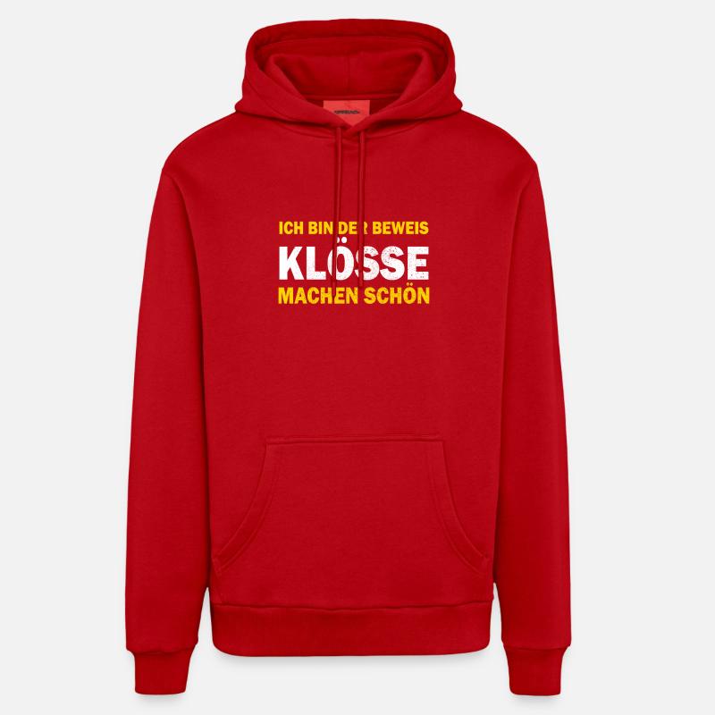 Cuisine allemande, boulettes, Thuringe, dialecte - Sweat à capuche bio décontracté fabriqué en UE - rouge