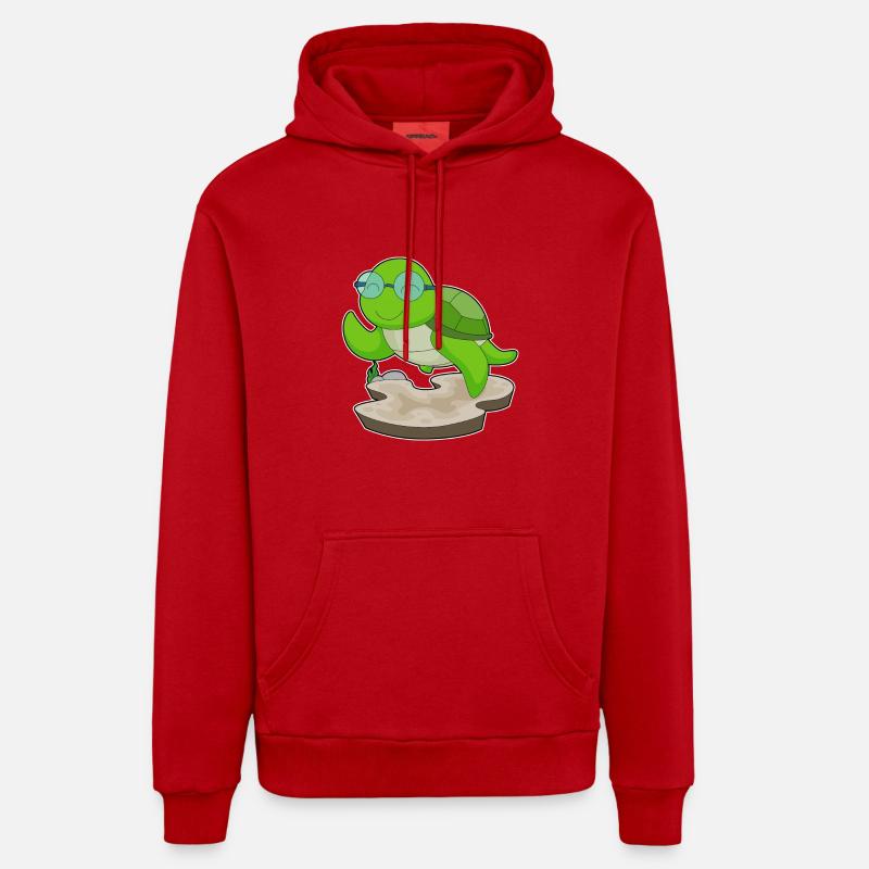 Lunettes de tortue - Sweat à capuche bio décontracté fabriqué en UE - rouge