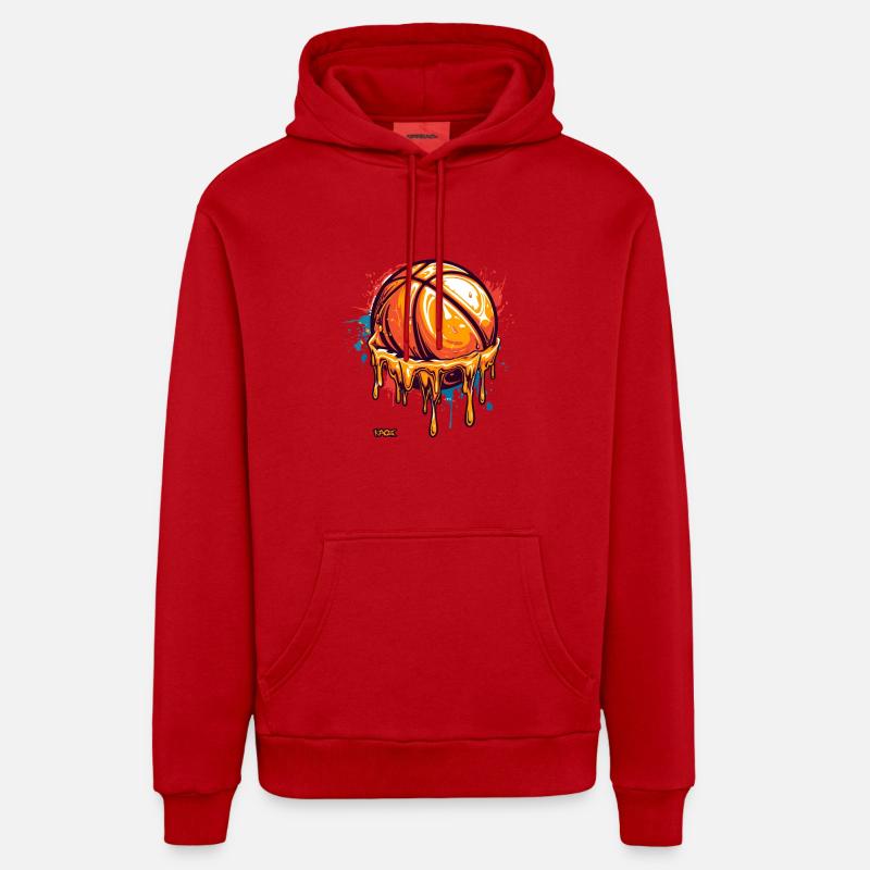 Basket-ball éclaboussant - Sweat à capuche bio décontracté fabriqué en UE - rouge