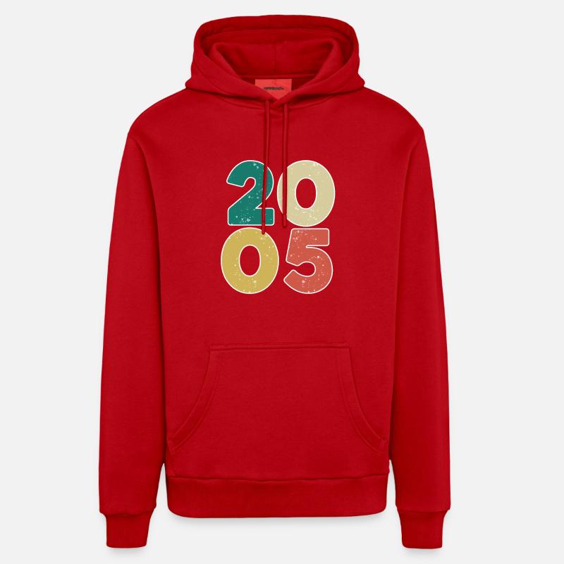 2005 - Année 2005 - Année 2005 - Sweat à capuche bio décontracté fabriqué en UE - rouge