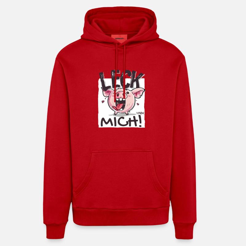 Petit cochon coquin : Lèche-moi - Sweat à capuche bio décontracté fabriqué en UE - rouge