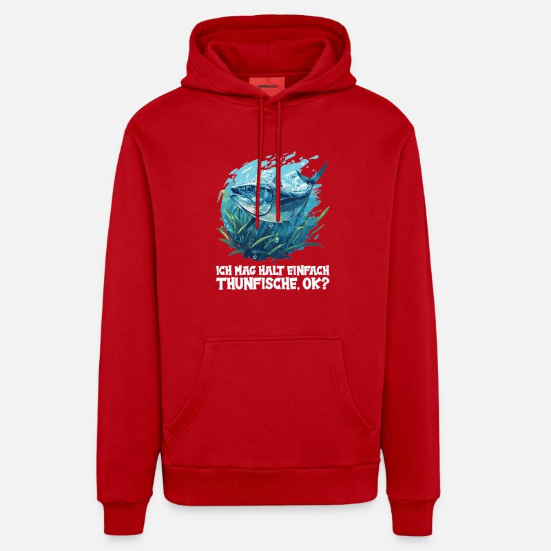 Thon Thunfische Thunfisch - Sweat à capuche bio décontracté fabriqué en UE - rouge