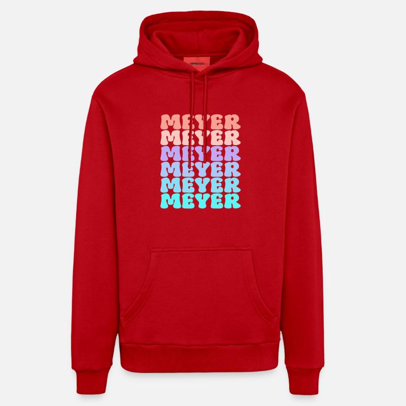 Nom de famille Meyer Retro - Sweat à capuche bio décontracté fabriqué en UE - rouge