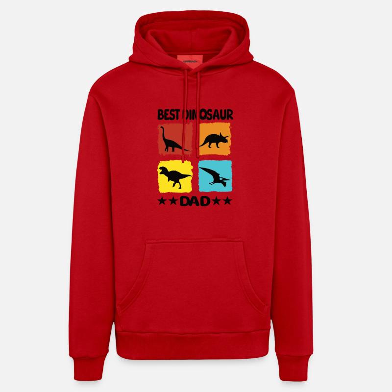 Meilleur papa dinosaure - Sweat à capuche bio décontracté fabriqué en UE - rouge