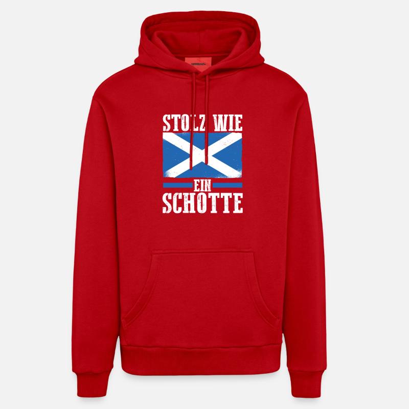 Ecossais Ecosse Ecosse Ecosse - Sweat à capuche bio décontracté fabriqué en UE - rouge