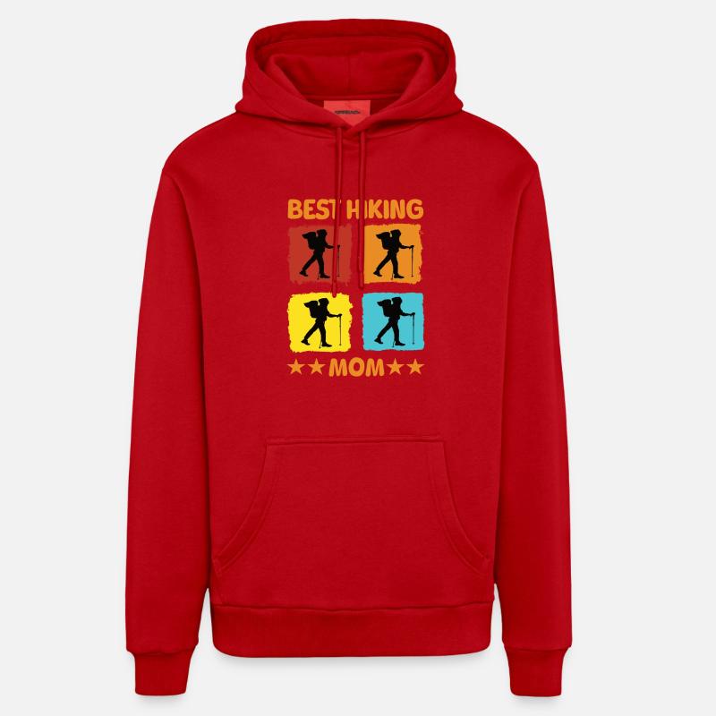 Meilleure maman randonneuse - Sweat à capuche bio décontracté fabriqué en UE - rouge