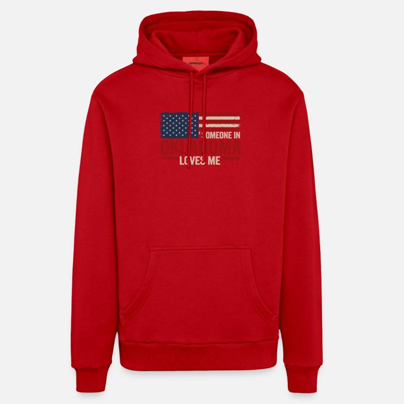 Quelqu’un dans l’Oklahoma m’aime - Sweat à capuche bio décontracté fabriqué en UE - rouge