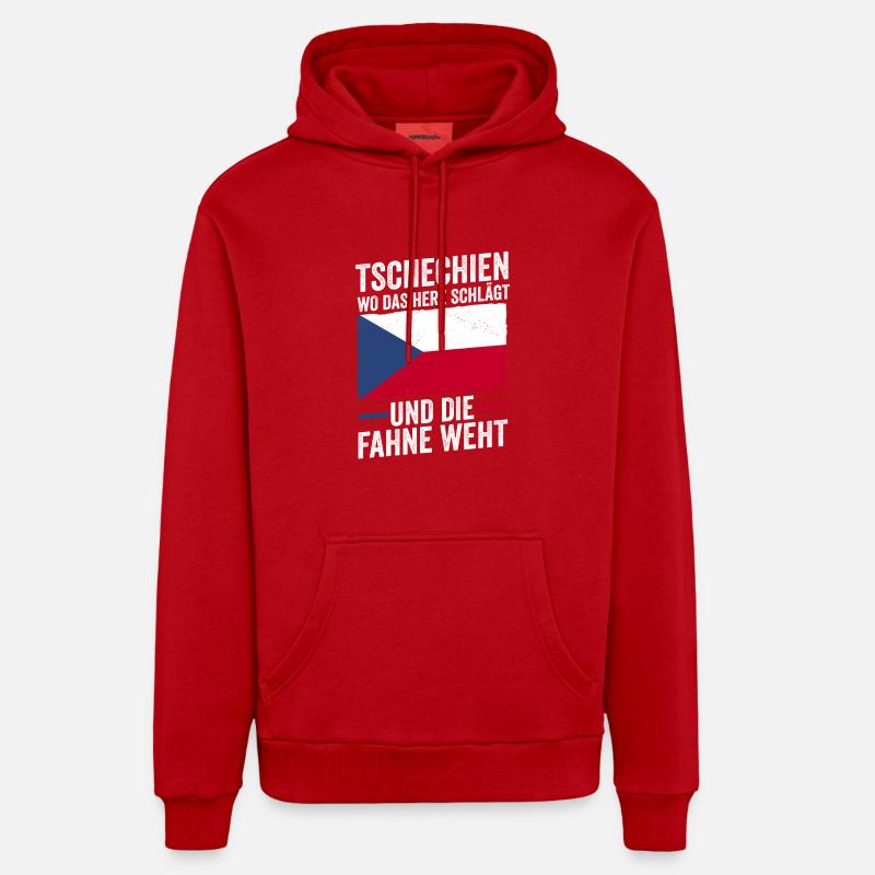 Tchèques République tchèque - Sweat à capuche bio décontracté fabriqué en UE - rouge