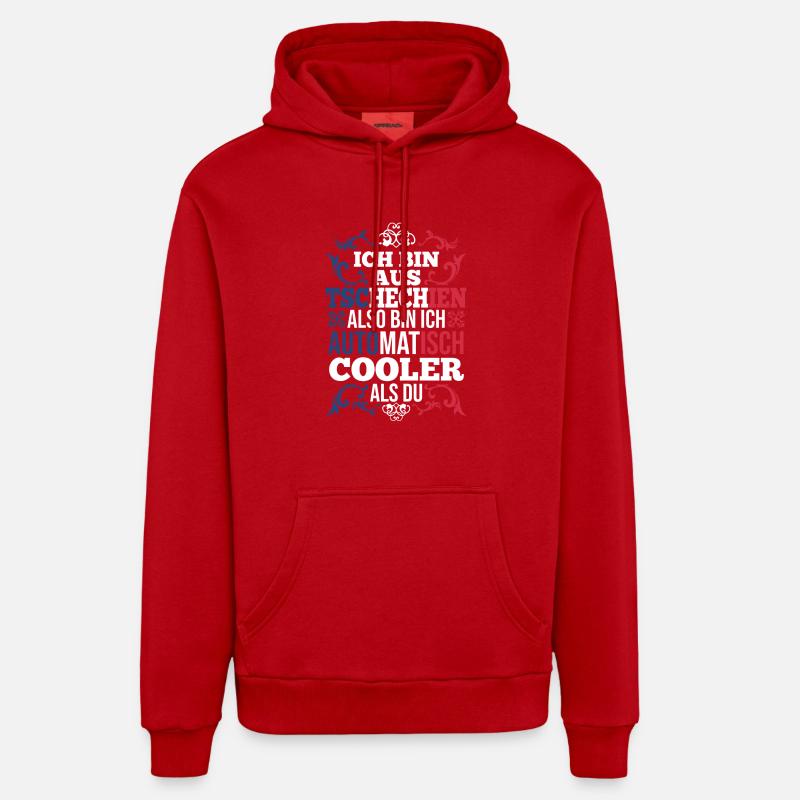 Tchèques République tchèque - Sweat à capuche bio décontracté fabriqué en UE - rouge