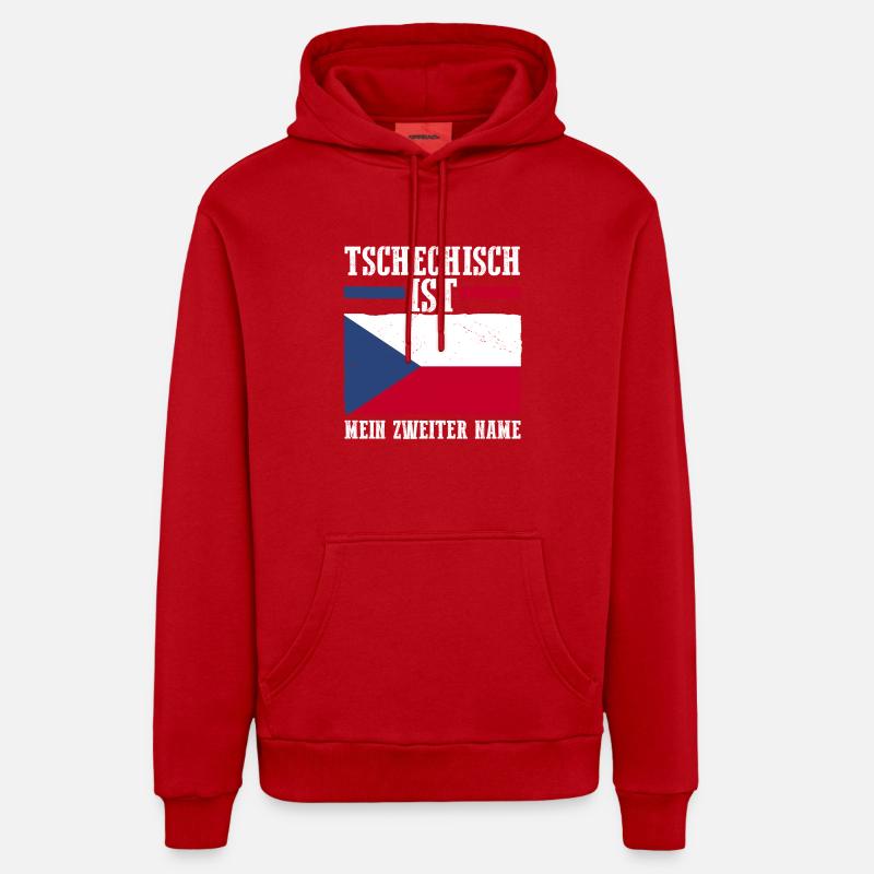 Tchèques République tchèque - Sweat à capuche bio décontracté fabriqué en UE - rouge
