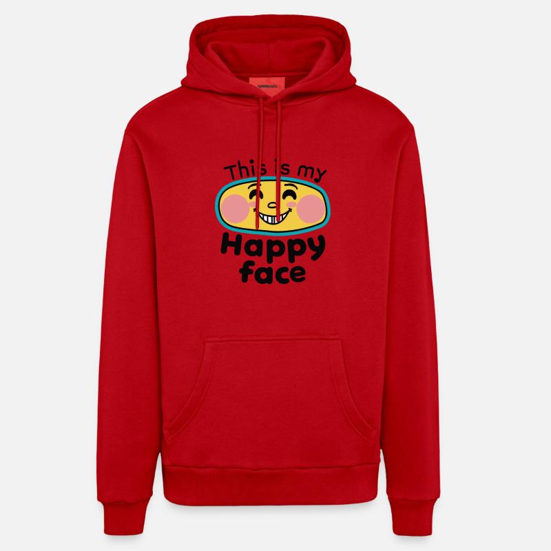 C’EST MON VISAGE HEUREUX - Sweat à capuche bio décontracté fabriqué en UE - rouge