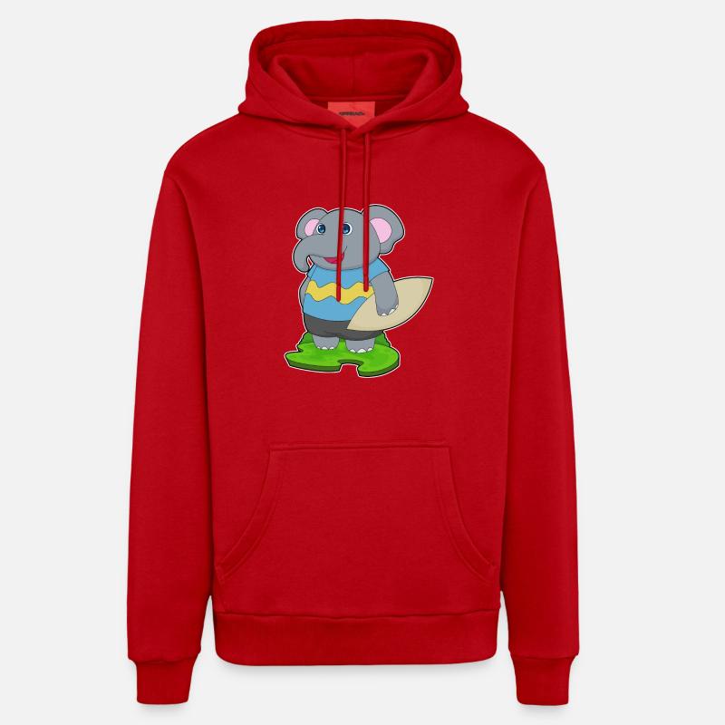 Elefant surfer surfebrett - Organic Relaxed hettegenser produsert i EU - rød