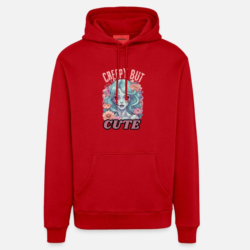 Effrayant mais mignon. - Sweat à capuche bio décontracté fabriqué en UE - rouge