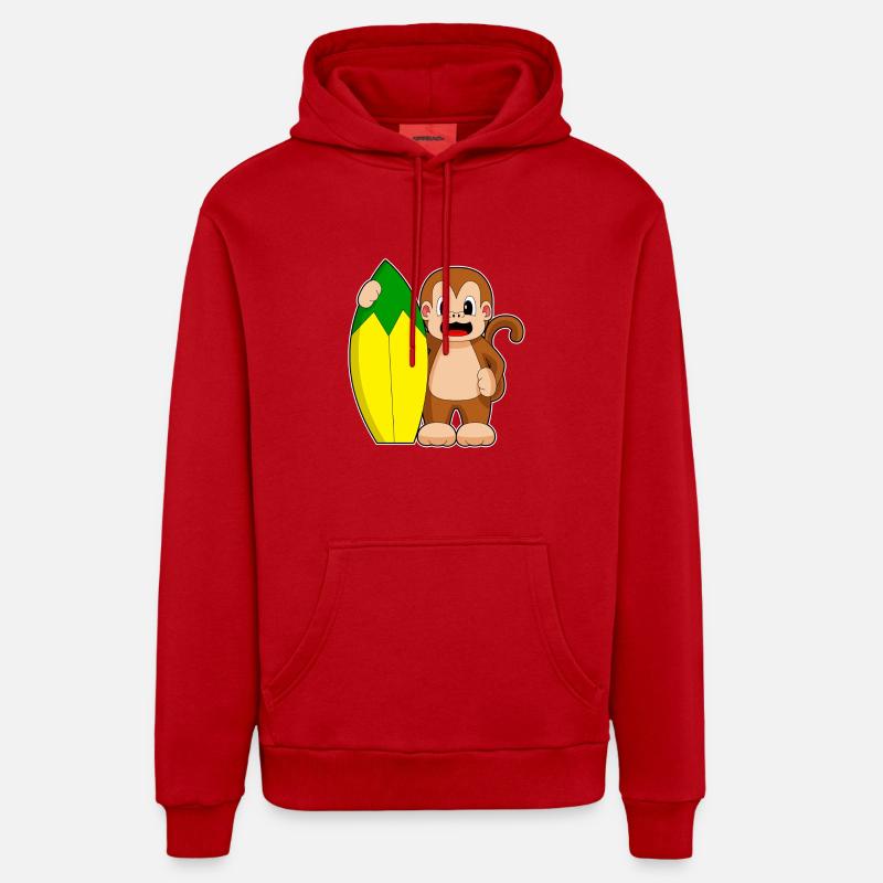 Monkey Banana Surf - Sweat à capuche bio décontracté fabriqué en UE - rouge