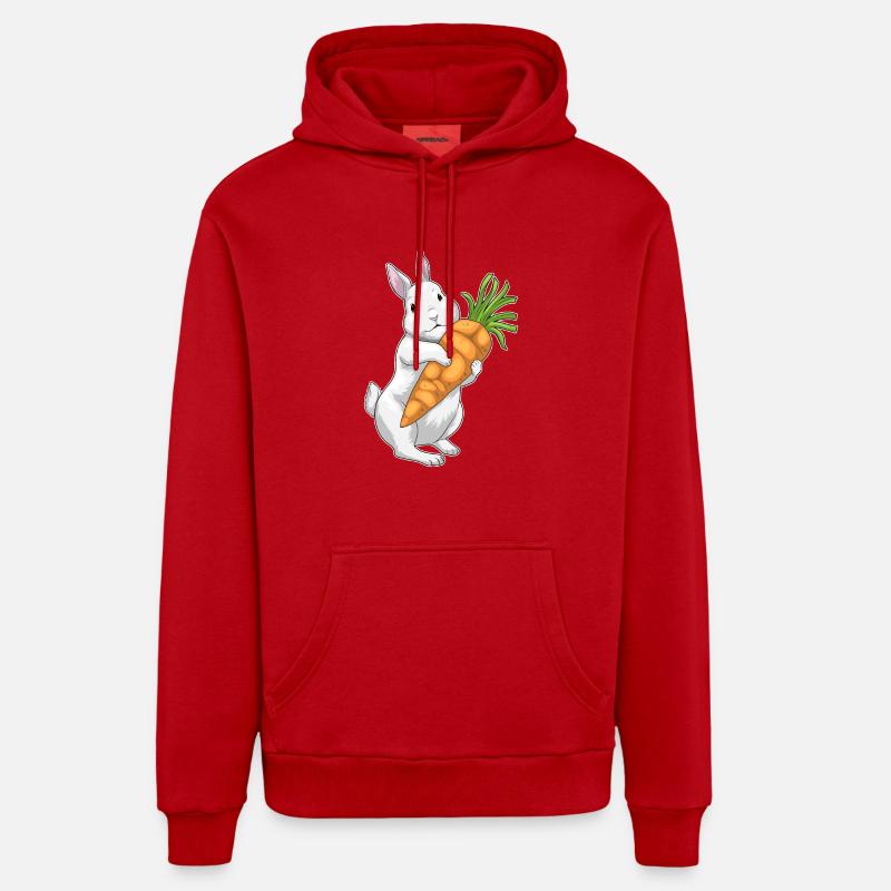Lapin Carotte - Sweat à capuche bio décontracté fabriqué en UE - rouge