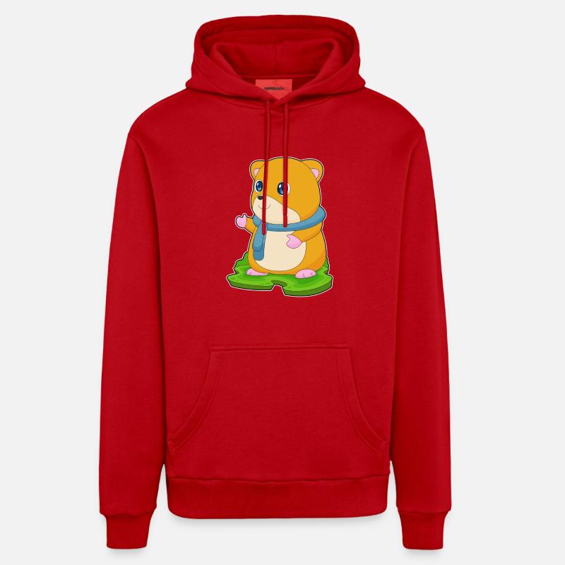 Écharpe Hamster - Sweat à capuche bio décontracté fabriqué en UE - rouge