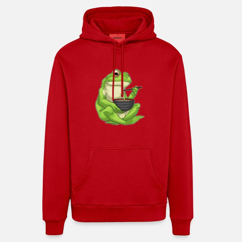 Frog Bowl Ramen - Sweat à capuche bio décontracté fabriqué en UE - rouge