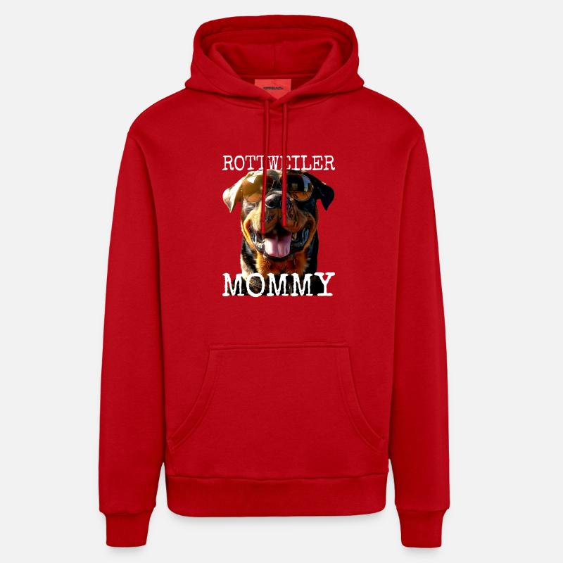 Rottweiler Maman Maman Chiens - Sweat à capuche bio décontracté fabriqué en UE - rouge
