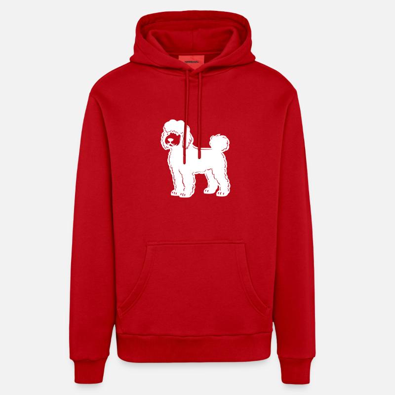 Caniche Chien Silhouette - Sweat à capuche bio décontracté fabriqué en UE - rouge