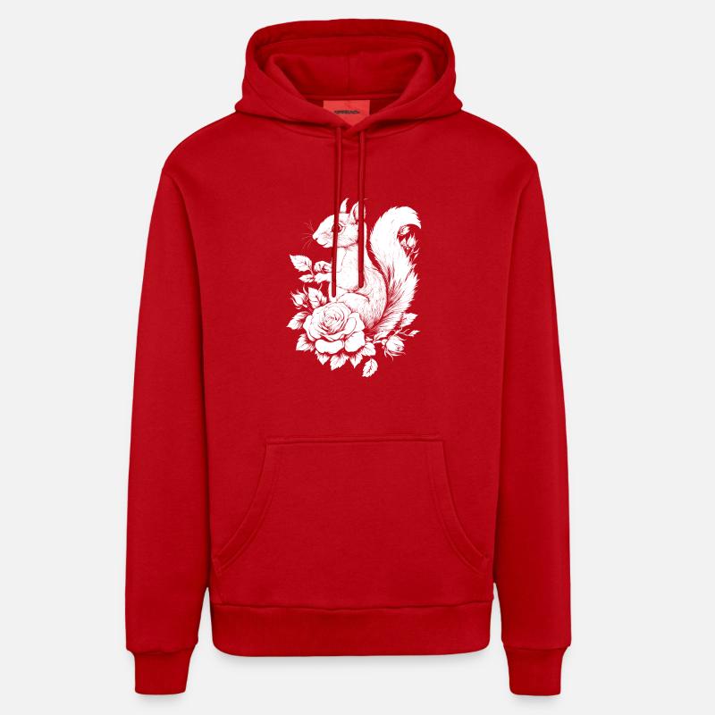 Fleurs d’écureuil Rose Esthétique Croissant - Sweat à capuche bio décontracté fabriqué en UE - rouge