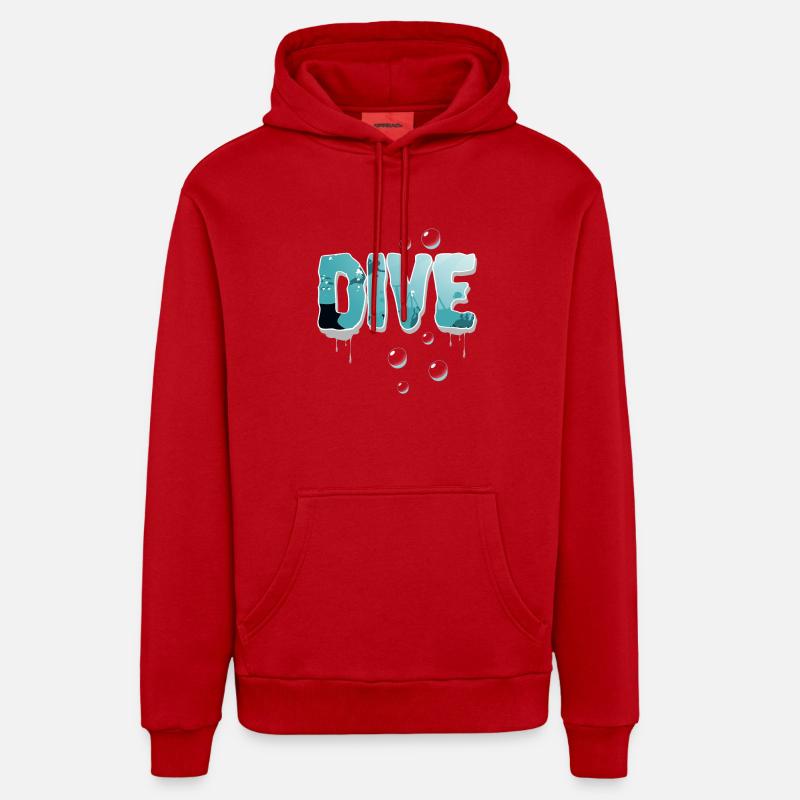 Plongée plongeur - Sweat à capuche bio décontracté fabriqué en UE - rouge