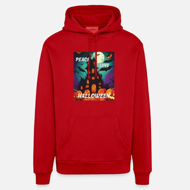 PAIX AMOUR HALLOWEEN - Sweat à capuche bio décontracté fabriqué en UE - rouge