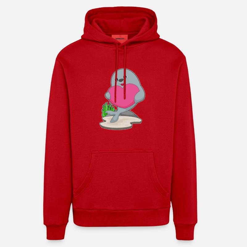 Cœur de phoque - Sweat à capuche bio décontracté fabriqué en UE - rouge