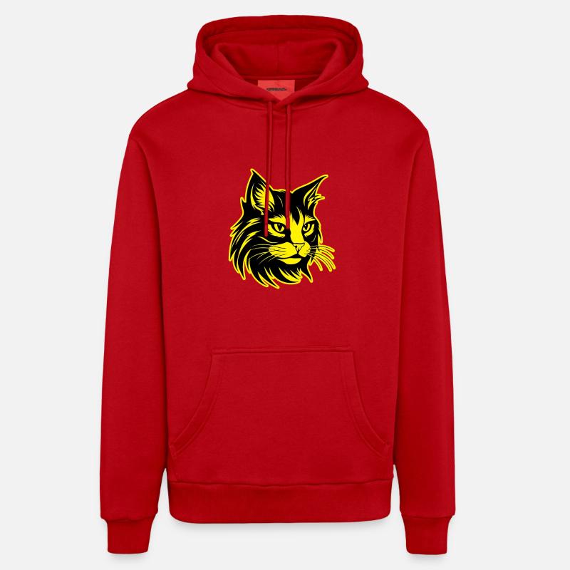 Chat Portrait D’animal - Sweat à capuche bio décontracté fabriqué en UE - rouge