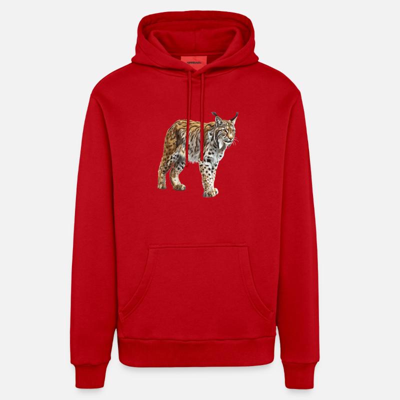 Lynx Luchse Luchs - Sweat à capuche bio décontracté fabriqué en UE - rouge